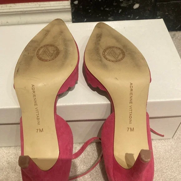 Adrienne Vittadini Fuchsia Pink Suede Shoe with Ankle Strap - Picture 5 of 5